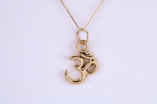 Aum Necklace, Made from Solid Yellow Gold with High Polished Finish, British Hallmarked