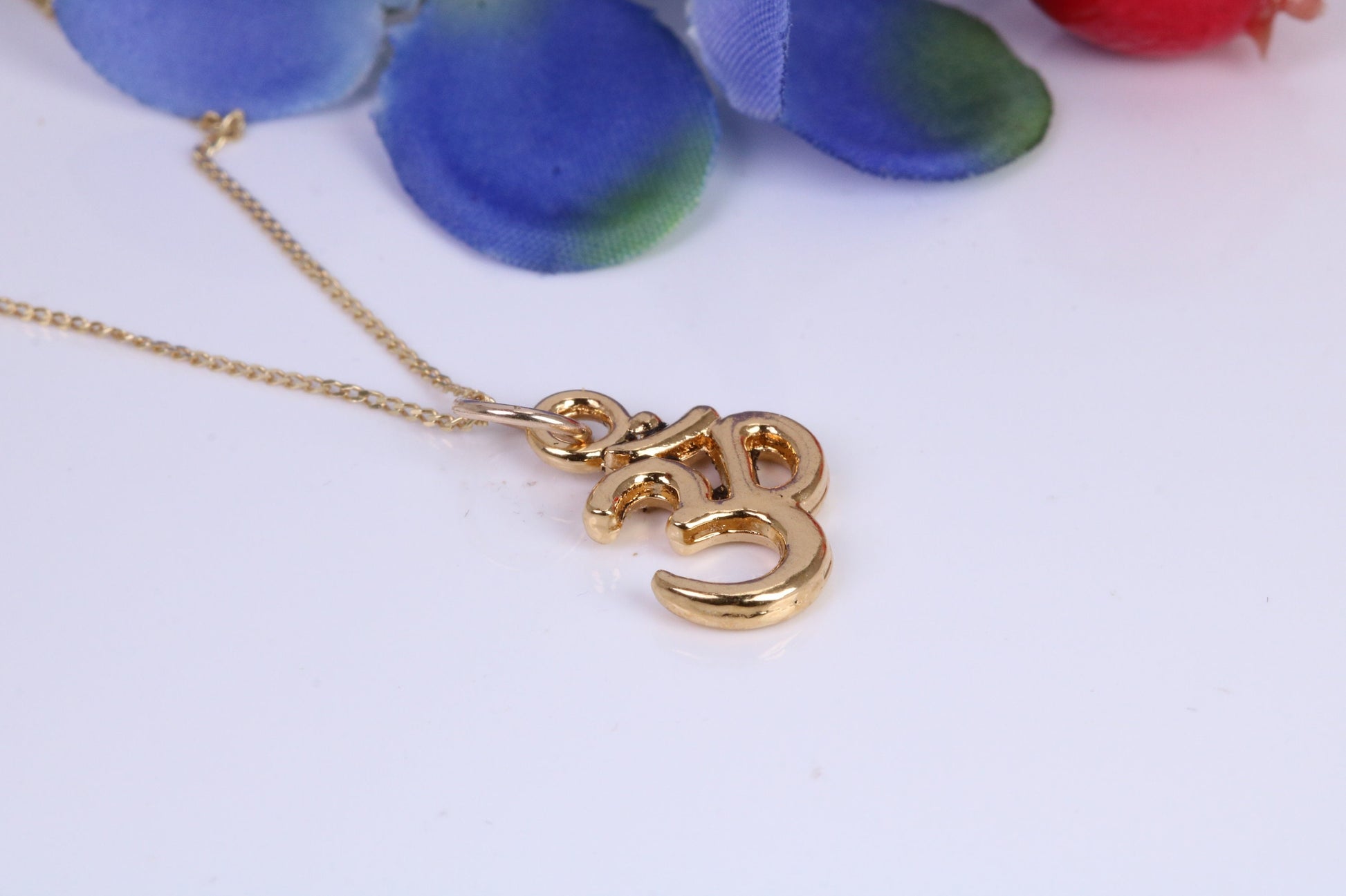 Aum Necklace, Made from Solid Yellow Gold with High Polished Finish, British Hallmarked