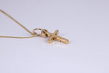 Small Cross Necklace, Made from Solid Cast Yellow Gold with High Polished Finish, British Hallmarked