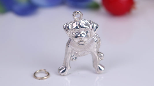 Bulldog Charm, Traditional Charm, Made from Solid 925 Grade Sterling Silver, Complete with Attachment Link