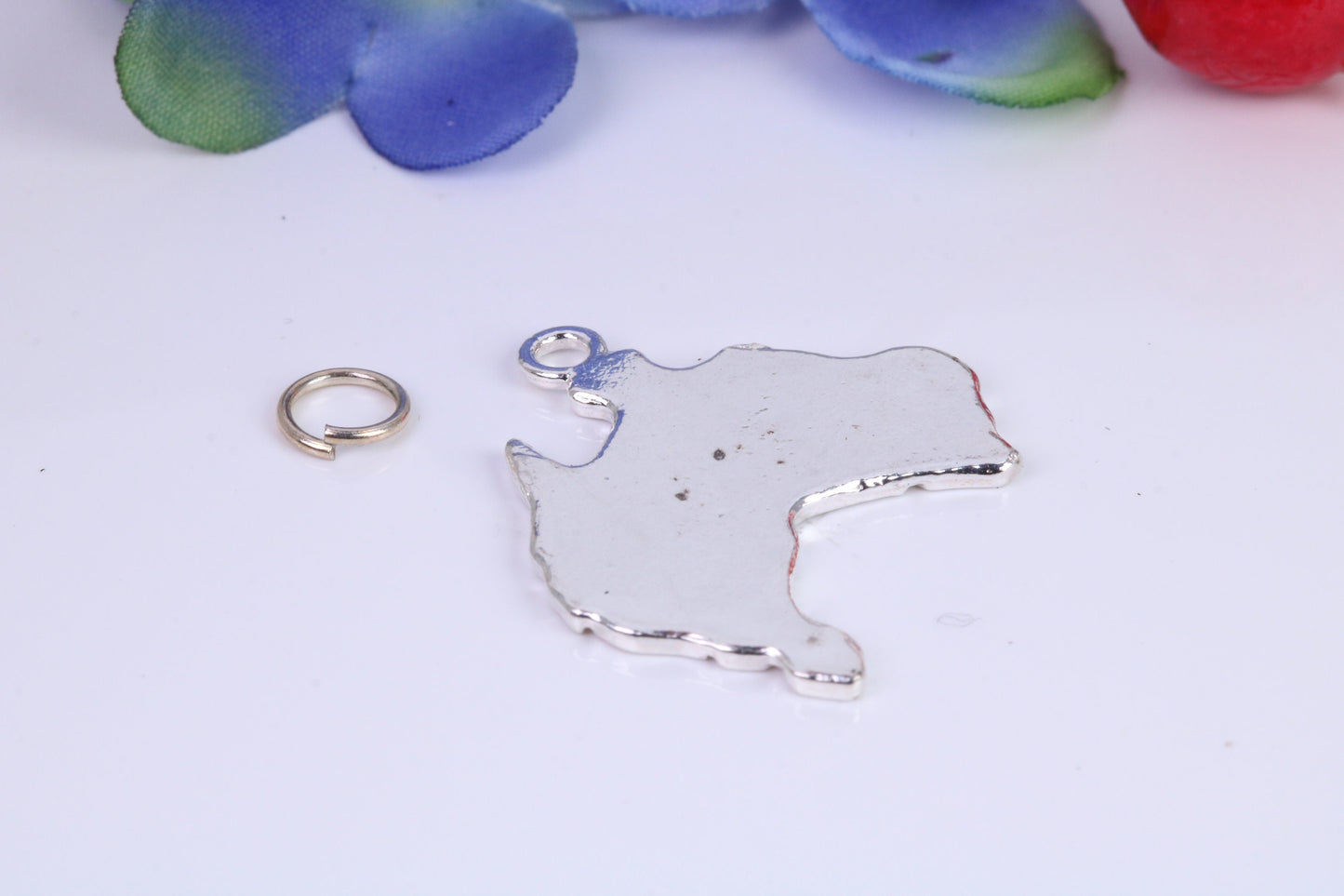 Australia Map Charm, Traditional Charm, Made from Solid Cast Silver, Complete with Attachment Link