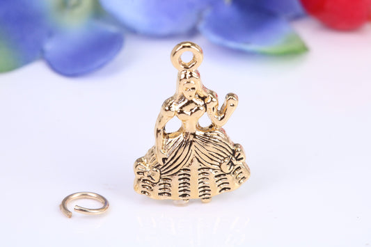 Princess Charm, Traditional Charm, Made from Solid Cast Yellow Gold, British Hallmarked