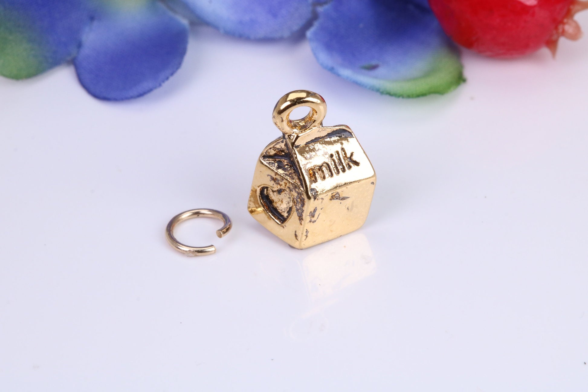 Milk Carton Charm, Traditional Charm, Made from Solid Cast Yellow Gold, British Hallmarked