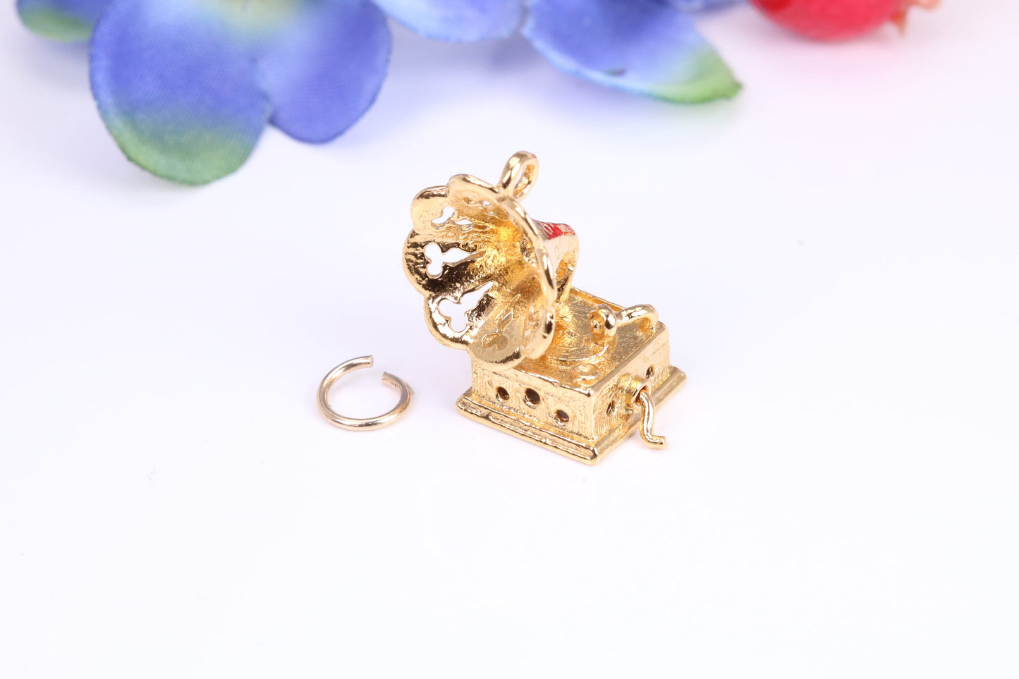 Vintage Gramophone Charm, Traditional Charm, Made from Solid Cast Yellow Gold, British Hallmarked