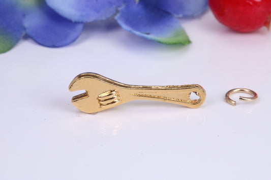 Spanner Charm, Traditional Charm, Made from Solid Cast Yellow Gold, British Hallmarked