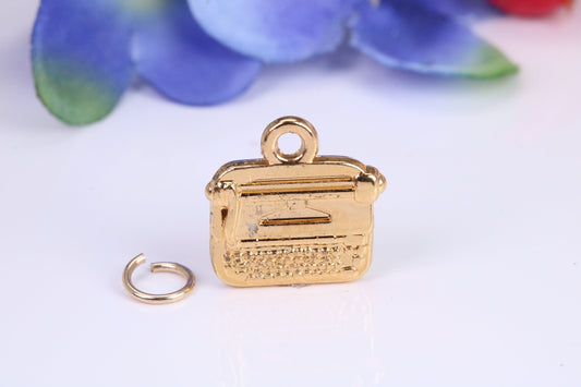 Vintage Typewriter Charm, Traditional Charm, Made from Solid Cast Yellow Gold, British Hallmarked