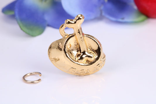 Dog Bowl Charm, Traditional Charm, Made from Solid Cast Yellow Gold, British Hallmarked