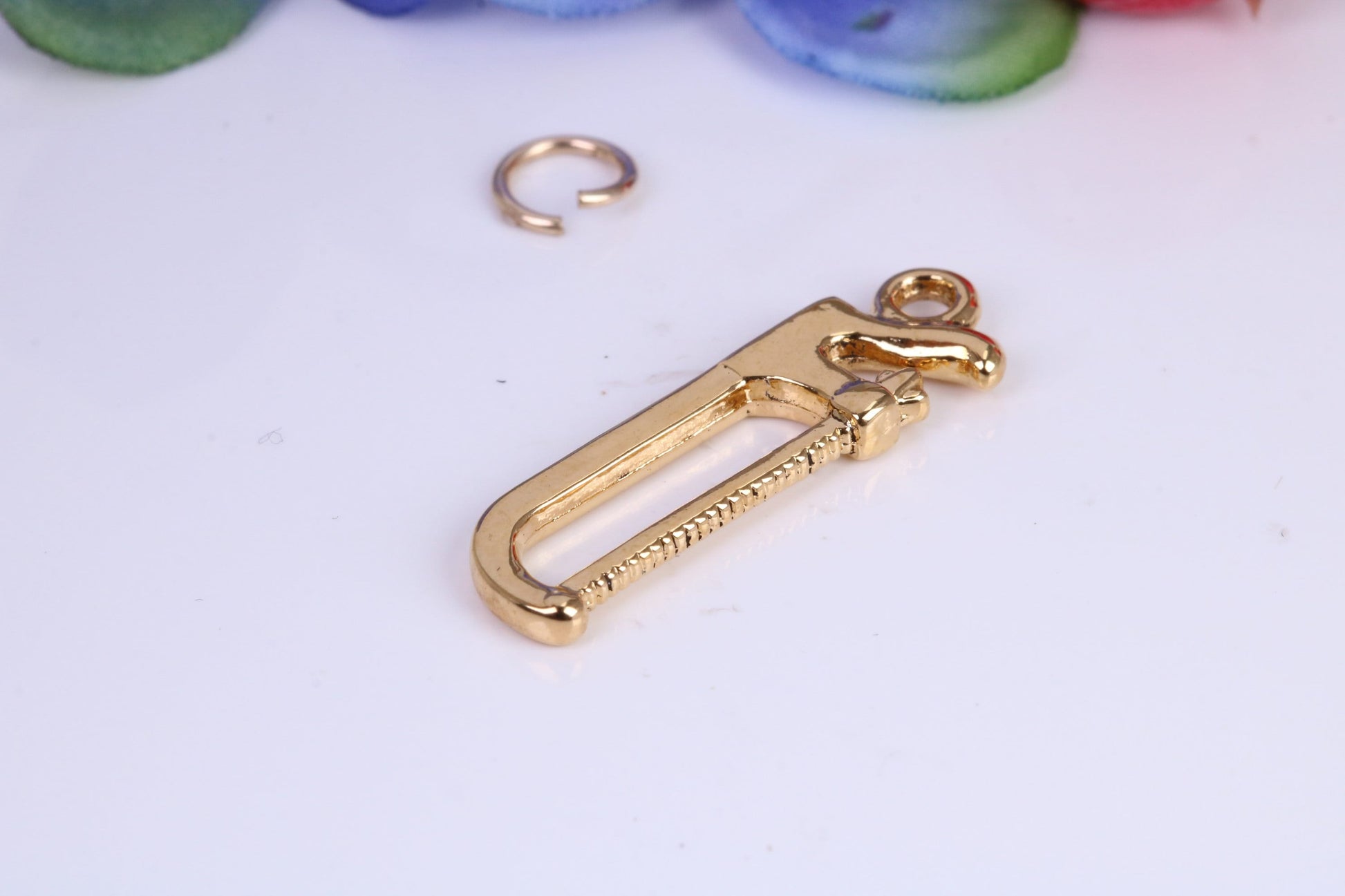 Hacksaw Charm, Traditional Charm, Made from Solid Cast Yellow Gold, British Hallmarked