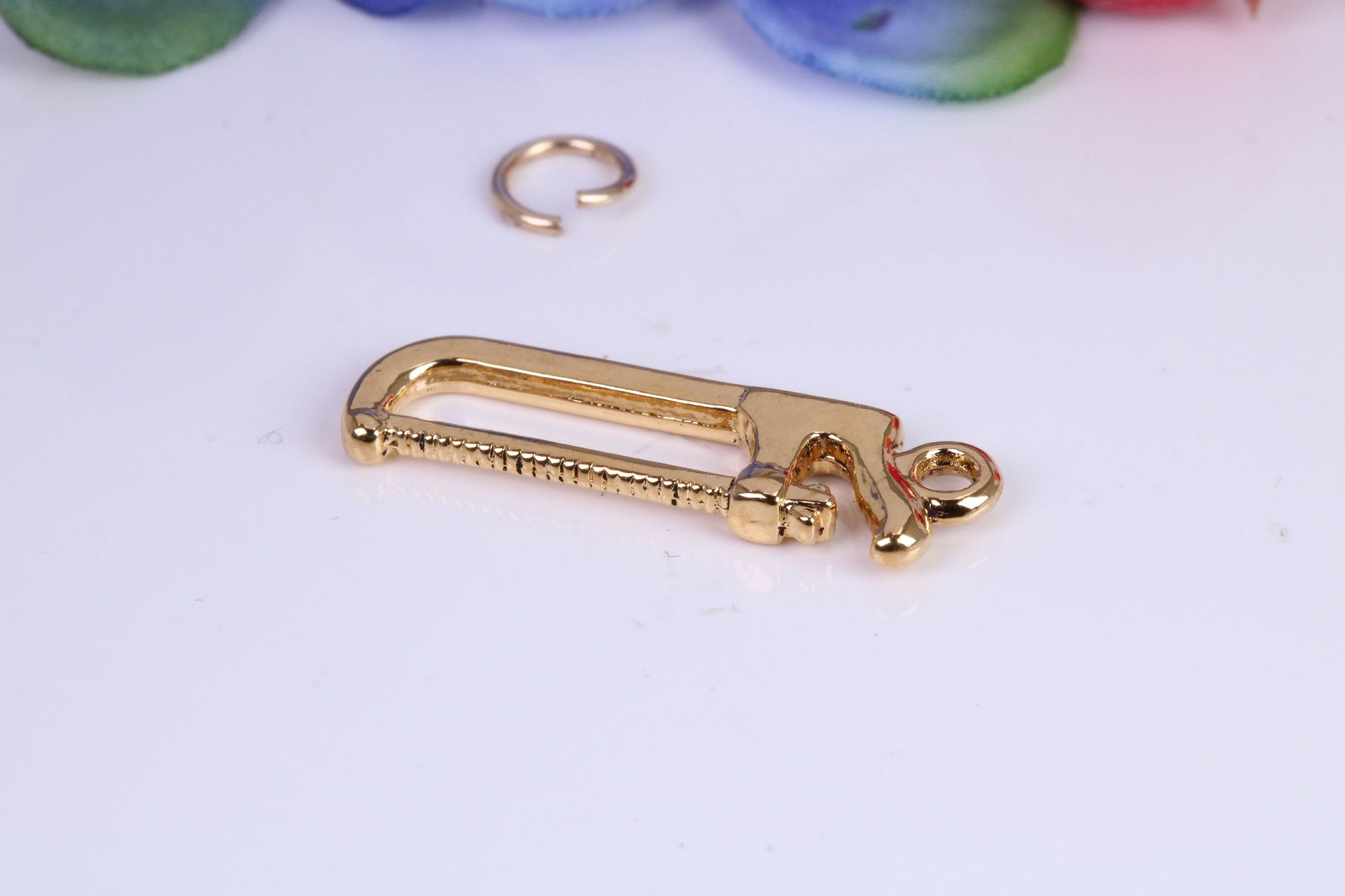 Hacksaw Charm, Traditional Charm, Made from Solid Cast Yellow Gold, British Hallmarked