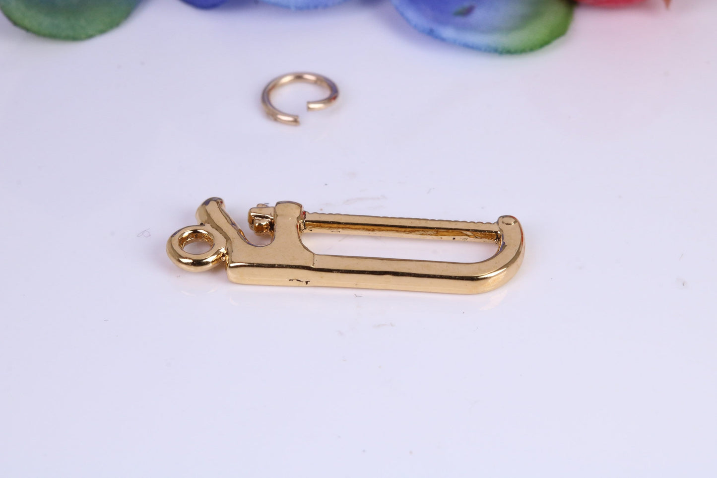 Hacksaw Charm, Traditional Charm, Made from Solid Cast Yellow Gold, British Hallmarked