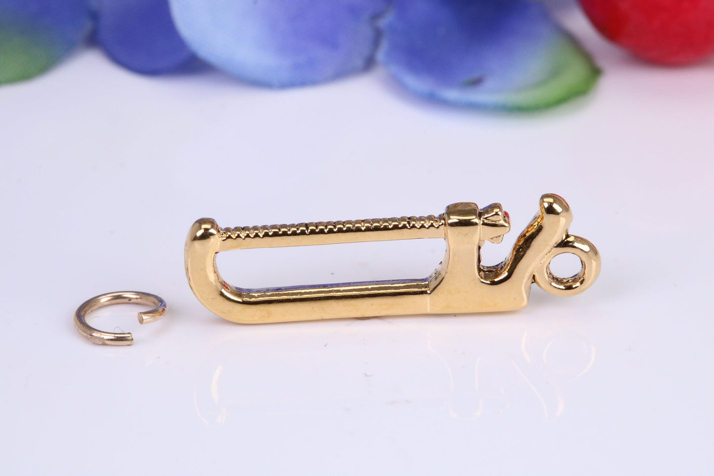 Hacksaw Charm, Traditional Charm, Made from Solid Cast Yellow Gold, British Hallmarked