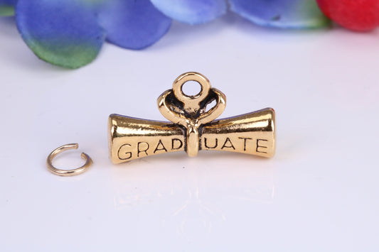 Graduation Charm, Traditional Charm, Made From Solid Yellow Gold with British Hallmark
