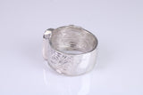 Large and heavy Buckle ring, made from solid cast silver, British Hallmarked