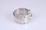 Large and heavy Buckle ring, made from solid cast silver, British Hallmarked