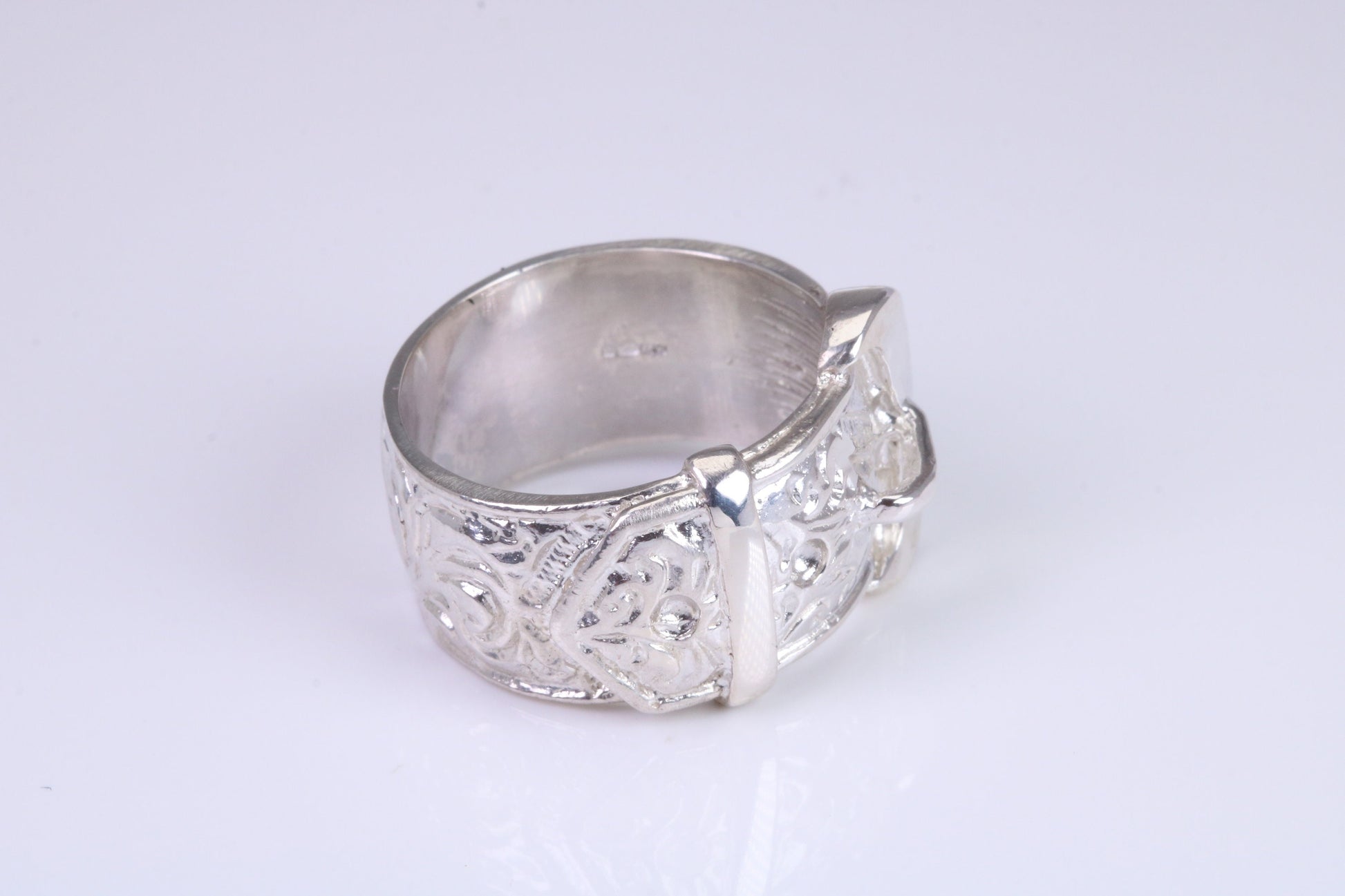 Large and heavy Buckle ring, made from solid cast silver, British Hallmarked