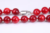 Natural 10 mm Round Red Coral Necklace with Solid Silver Lobster Claw Lock