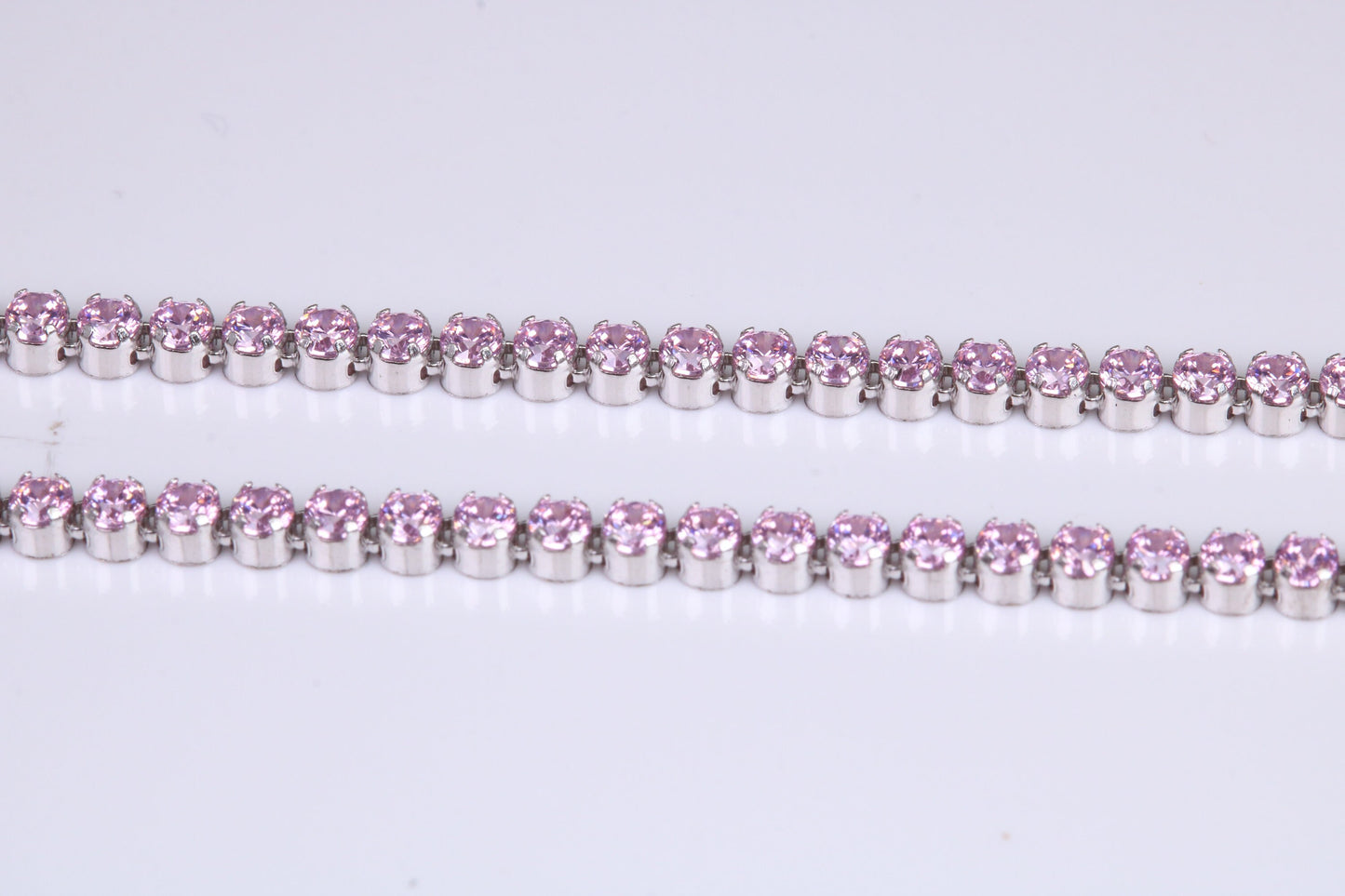 Pink Sapphire Coloured Cubic Zirconia set Necklace, made from solid Sterling Silver