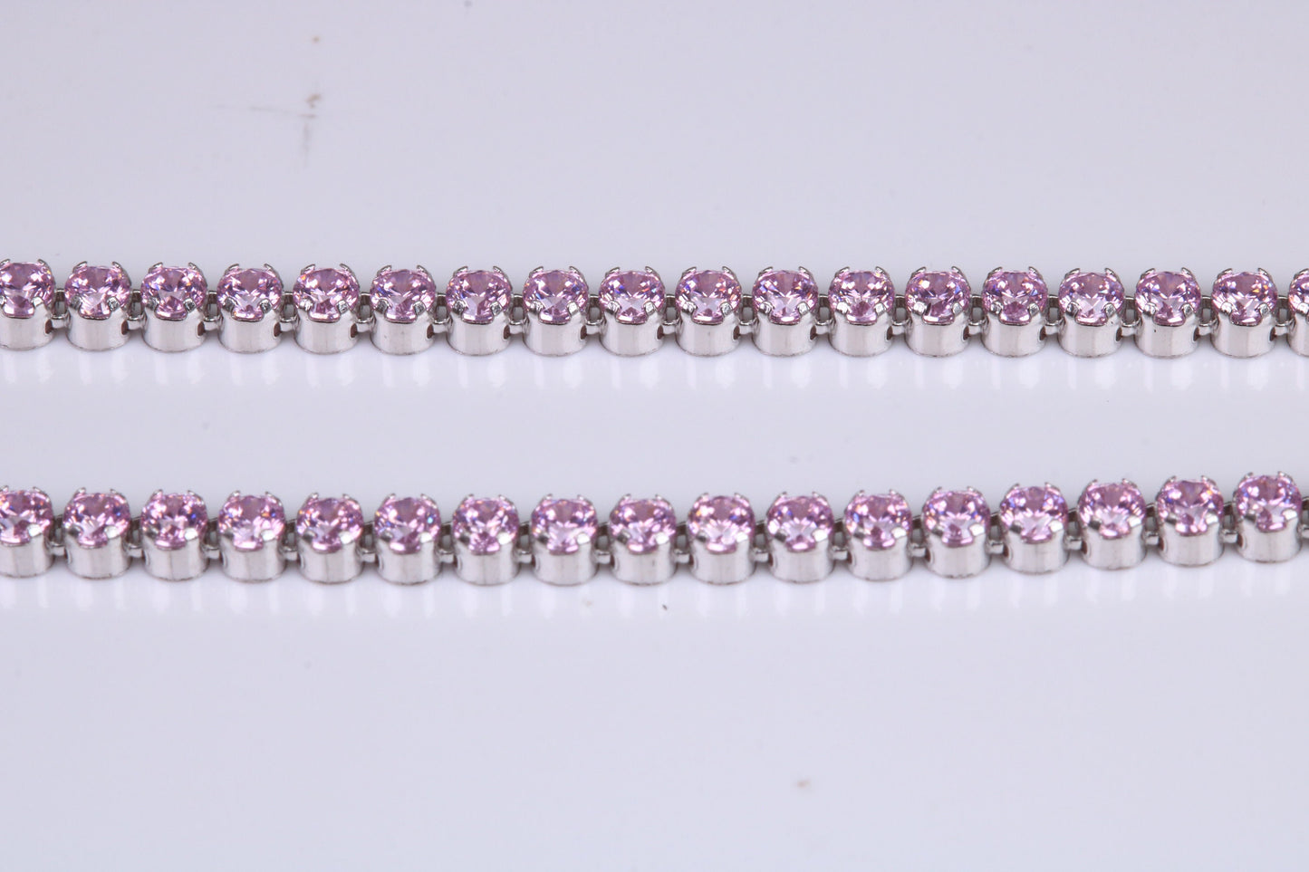 Pink Sapphire Coloured Cubic Zirconia set Necklace, made from solid Sterling Silver