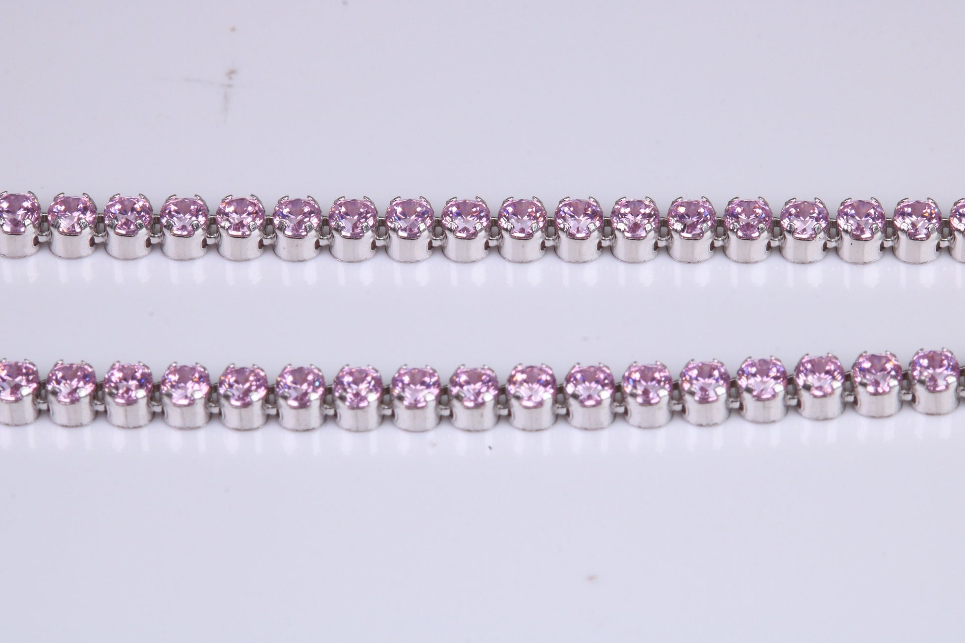 Pink Sapphire Coloured Cubic Zirconia set Necklace, made from solid Sterling Silver