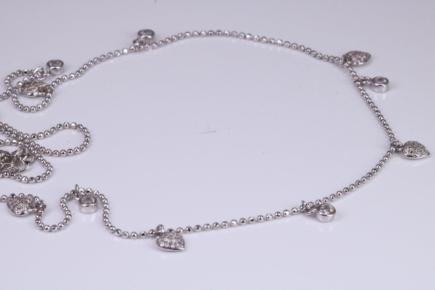 Diamond White Cubic Zirconia set Necklace, made from solid Sterling Silver