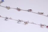 Rainbow Multi Coloured Cubic Zirconia set Necklace, made from solid Sterling Silver