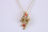 Rainbow Cubic Zirconia set Necklace, made from solid Sterling Silver, 18ct Yellow Gold Plated