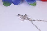 Red C Z set Cross Necklace, Made From Solid Cast Silver, Complete With Chain
