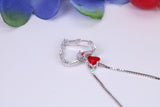 Love Heart Necklace, C Z set, Made From Solid Silver
