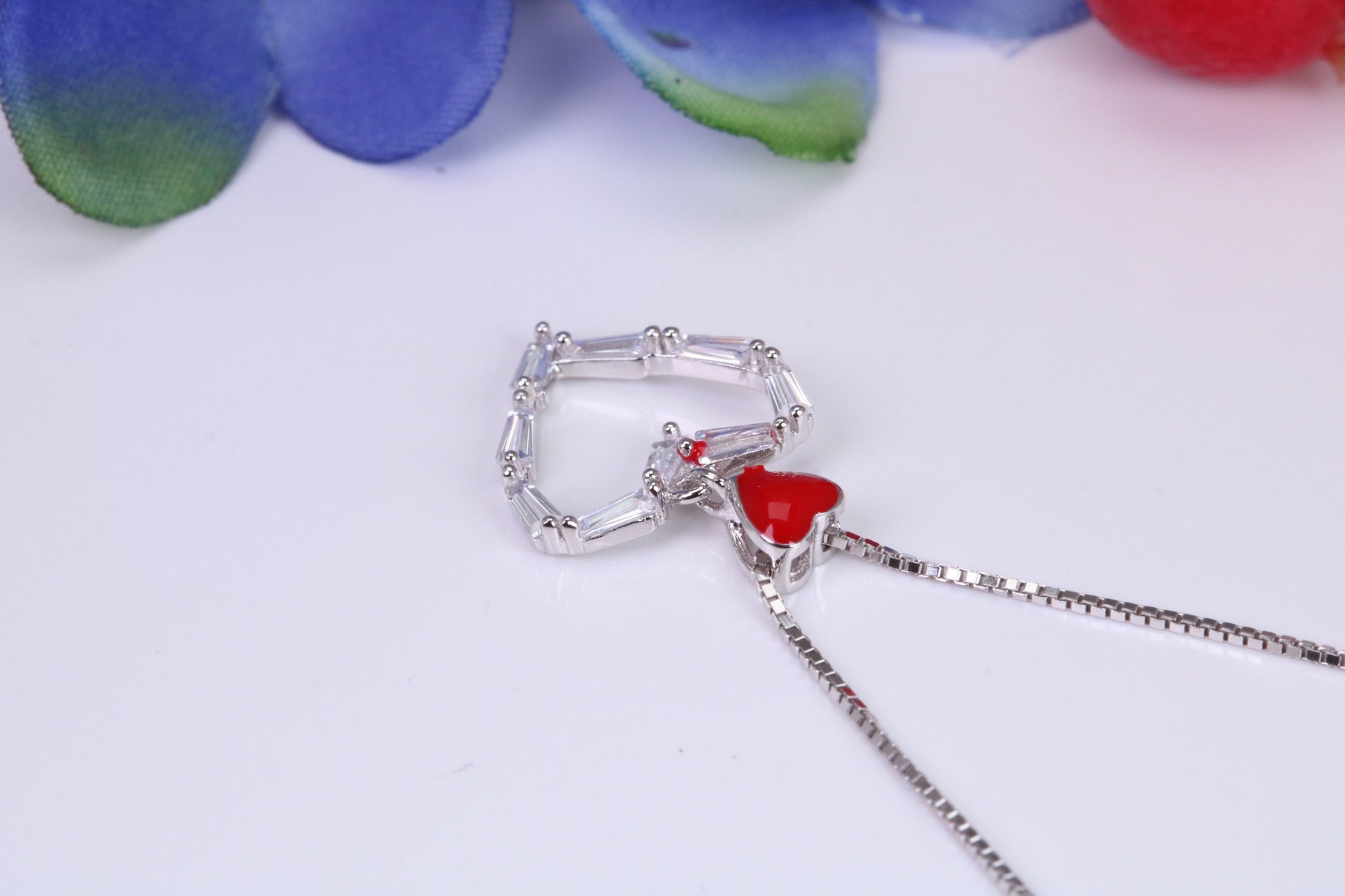 Love Heart Necklace, C Z set, Made From Solid Silver