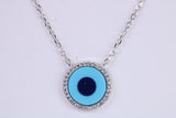 Evil Eye Protector Cubic Zirconia set Necklace, made from solid Sterling Silver