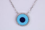 Evil Eye Protector Cubic Zirconia set Necklace, made from solid Sterling Silver