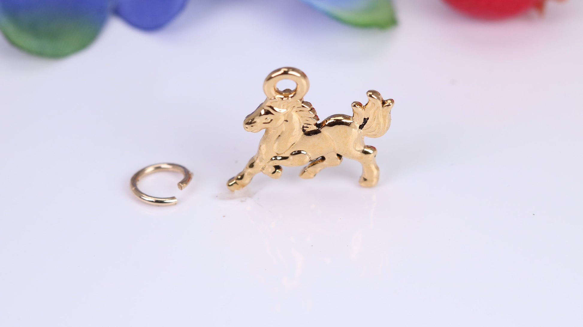 Horse Charm, Traditional Charm, Made from Solid Cast Yellow Gold, British Hallmarked