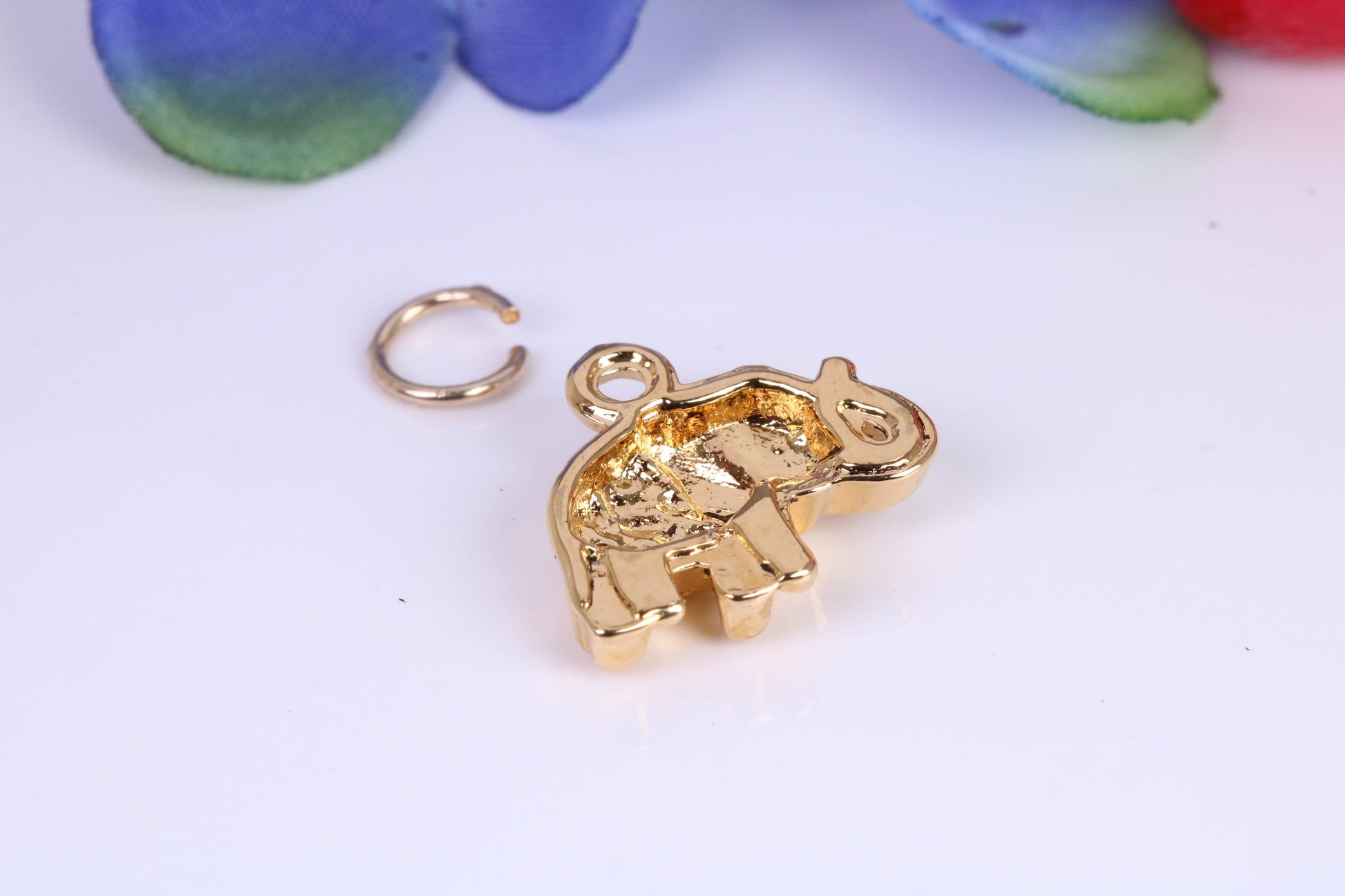 Indian Elephant Charm, Traditional Charm, Made from Solid Cast Yellow Gold, British Hallmarked