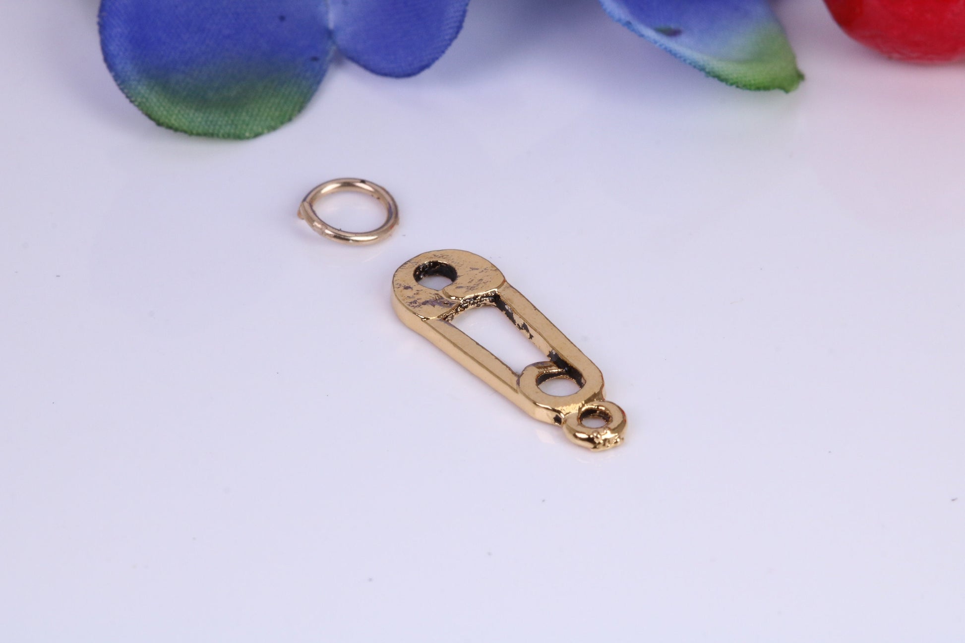 Safety Pin Charm, Traditional Charm, Made from Solid Cast Yellow Gold, British Hallmarked