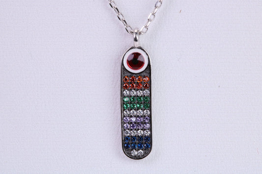 Rainbow Multi Coloured Cubic Zirconia set Necklace, made from solid Sterling Silver