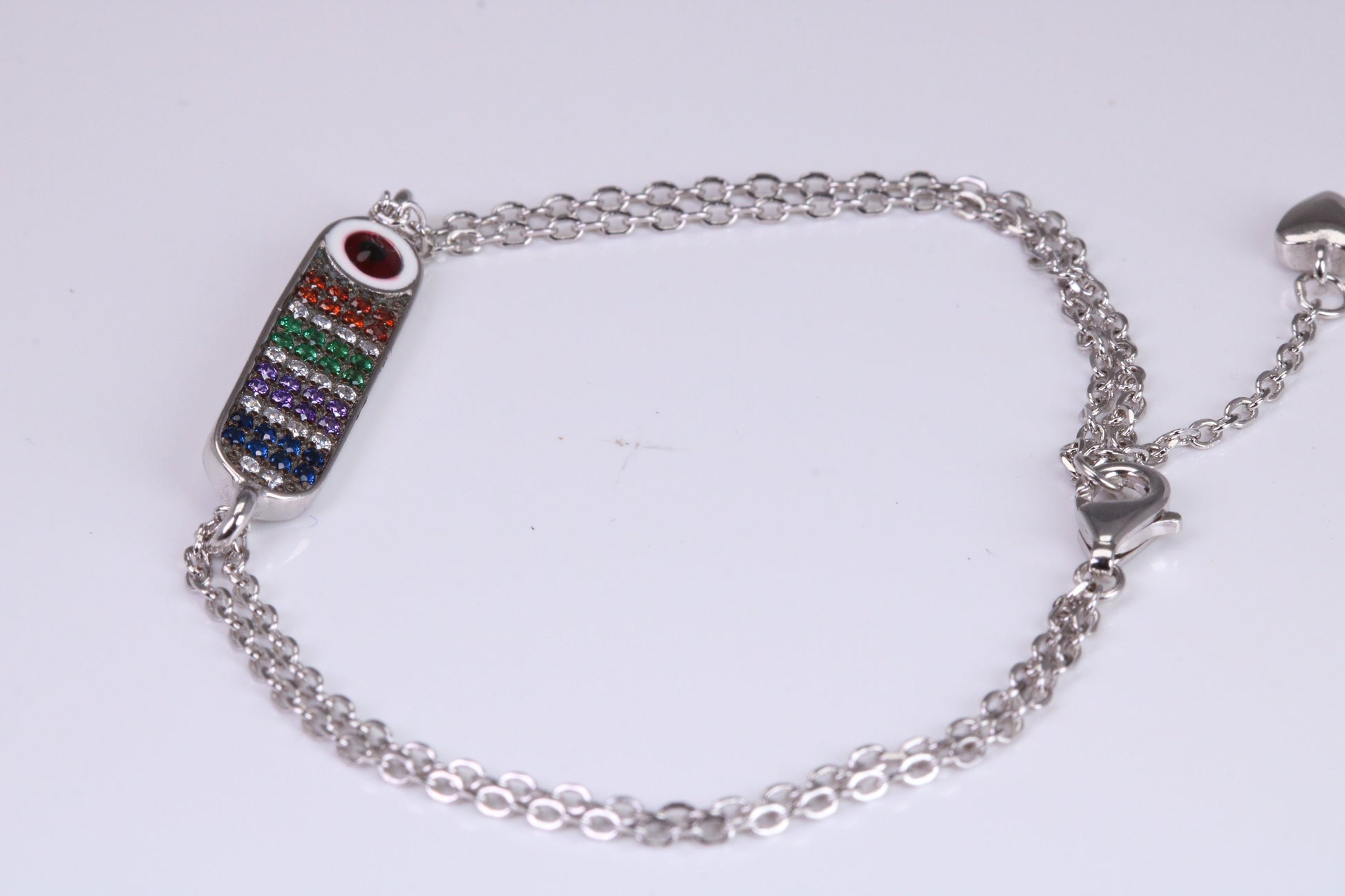 Rainbow Multi Coloured Cubic Zirconia set Bracelet, made from solid Sterling Silver