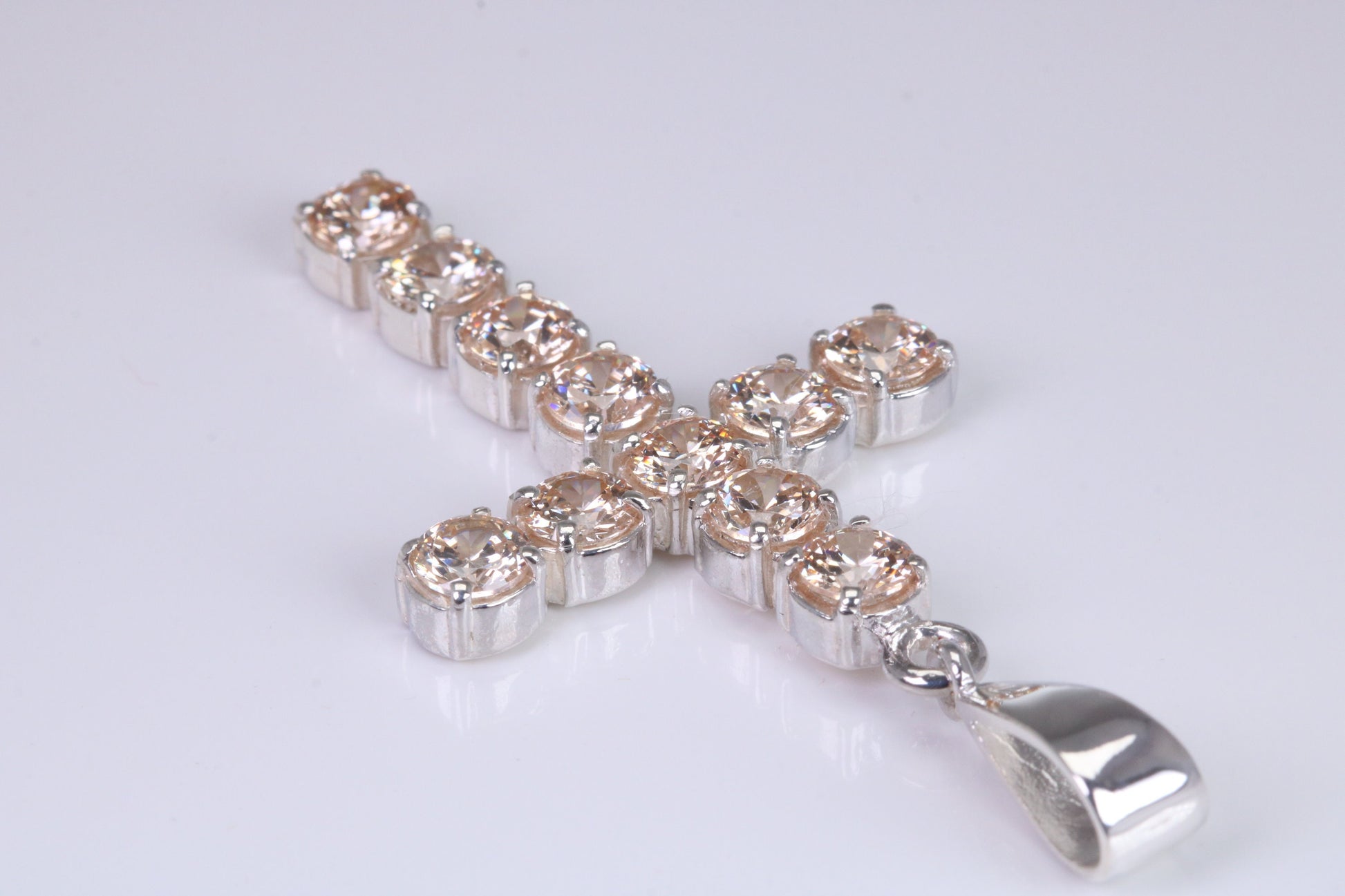 Champagne C Z set 60 mm Long Cross, Made From Solid Cast Silver
