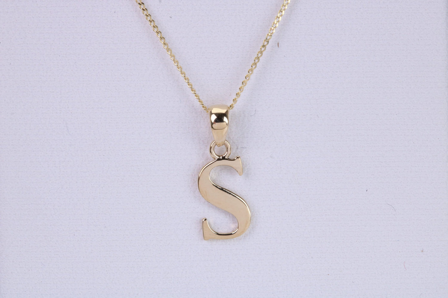 Name Initial Necklace, Made from Solid Yellow Gold with High Polished Finish and 18 inch Gold Chain