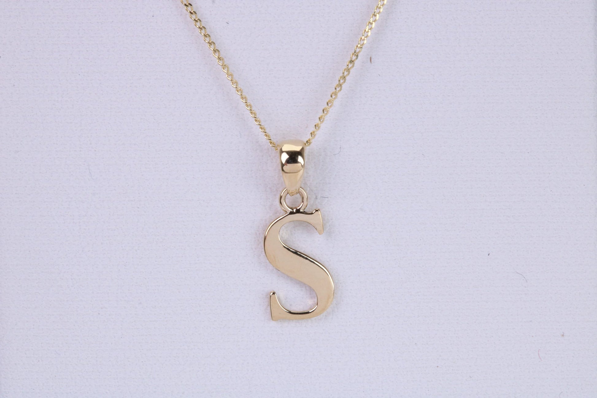 Name Initial Necklace, Made from Solid Yellow Gold with High Polished Finish and 18 inch Gold Chain