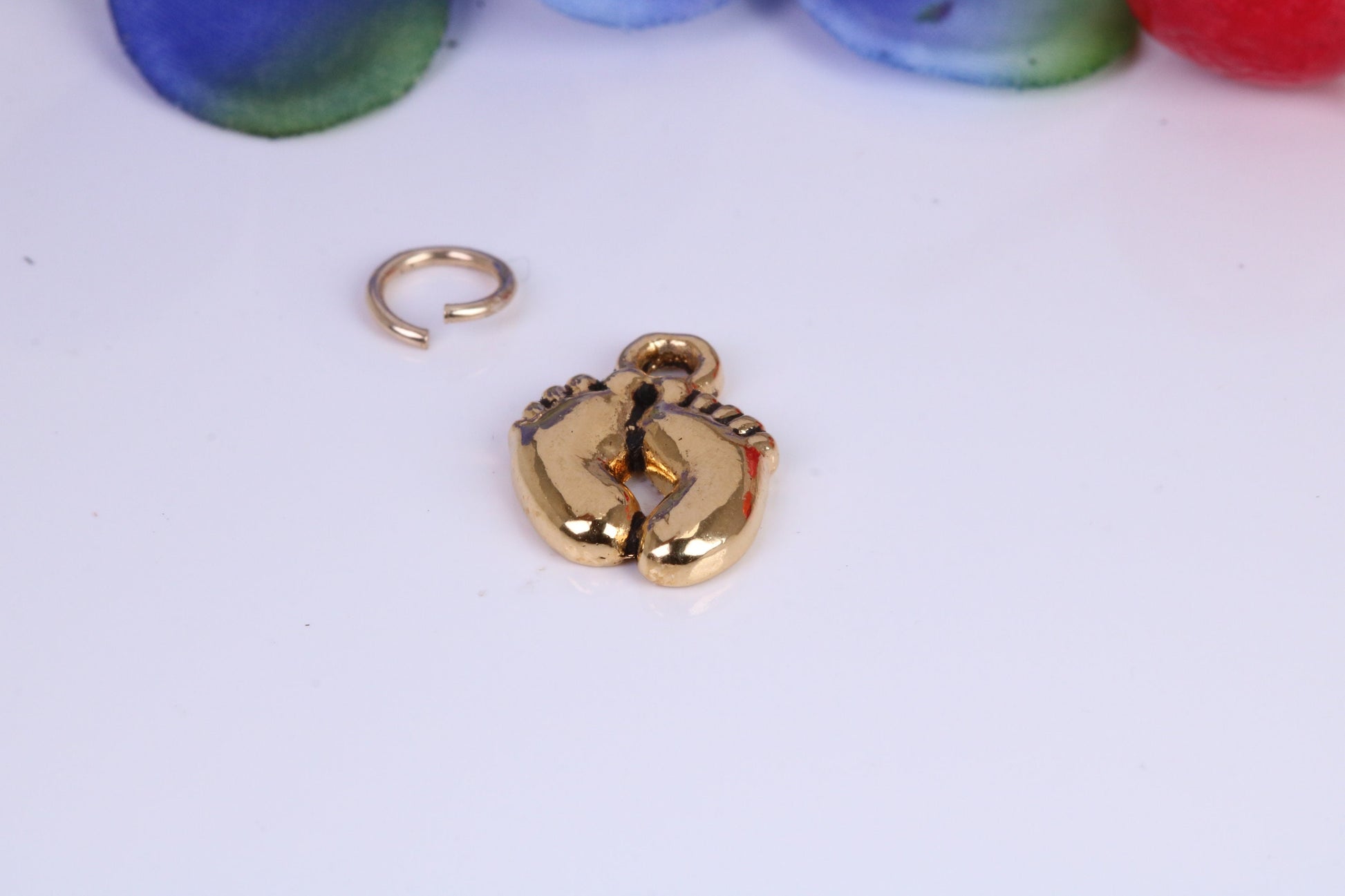 Feet Charm, Traditional Charm, Made from Solid Cast Yellow Gold, British Hallmarked