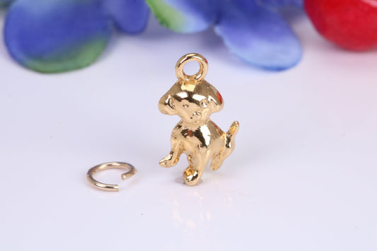 Dog Charm, Traditional Charm, Made from Solid Yellow Gold, British Hallmarked