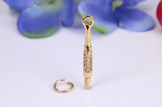 Dentist Drill Charm, Traditional Charm, Made from Solid Cast Yellow Gold, British Hallmarked