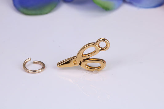 Scissor Charm, Traditional Charm, Made from Solid Cast Yellow Gold, British Hallmarked