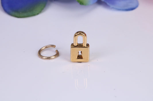 Padlock Charm, Traditional Charm, Made from Solid Cast Yellow Gold, British Hallmarked