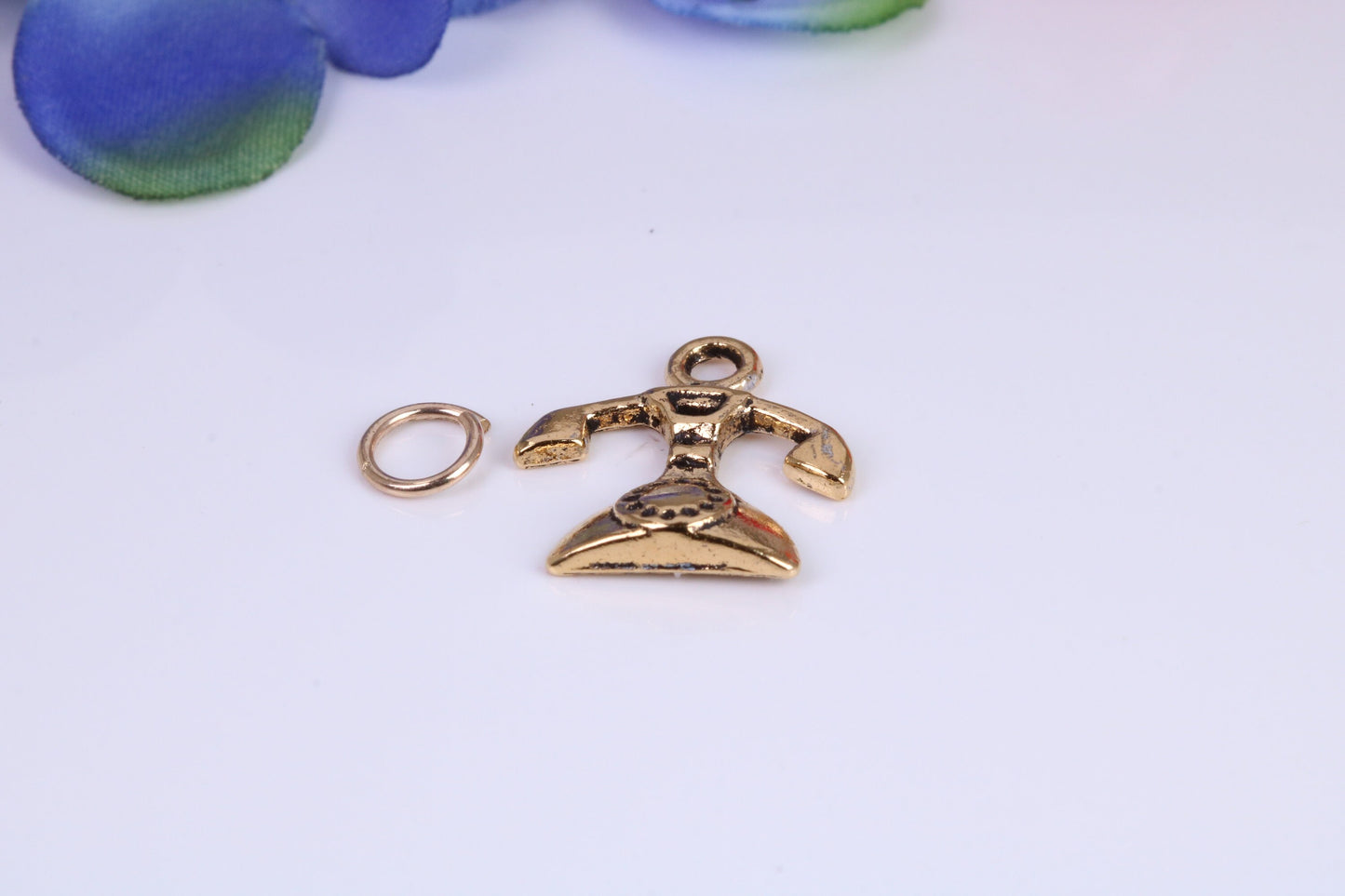 Vintage Phone Charm, Traditional Charm, Made From Solid Cast Yellow Gold with British Hallmark