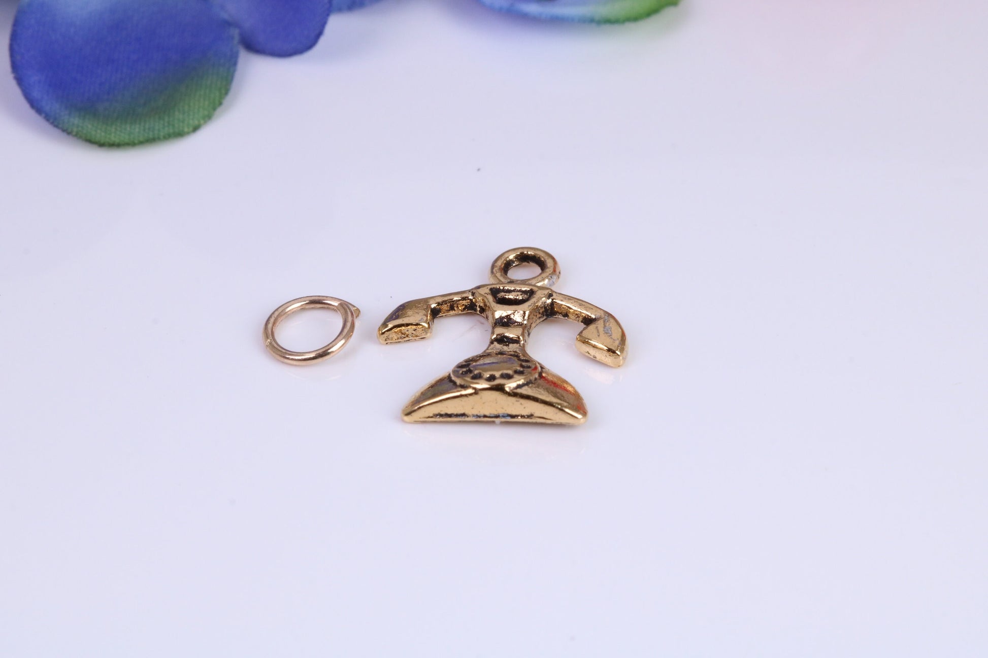 Vintage Phone Charm, Traditional Charm, Made From Solid Cast Yellow Gold with British Hallmark