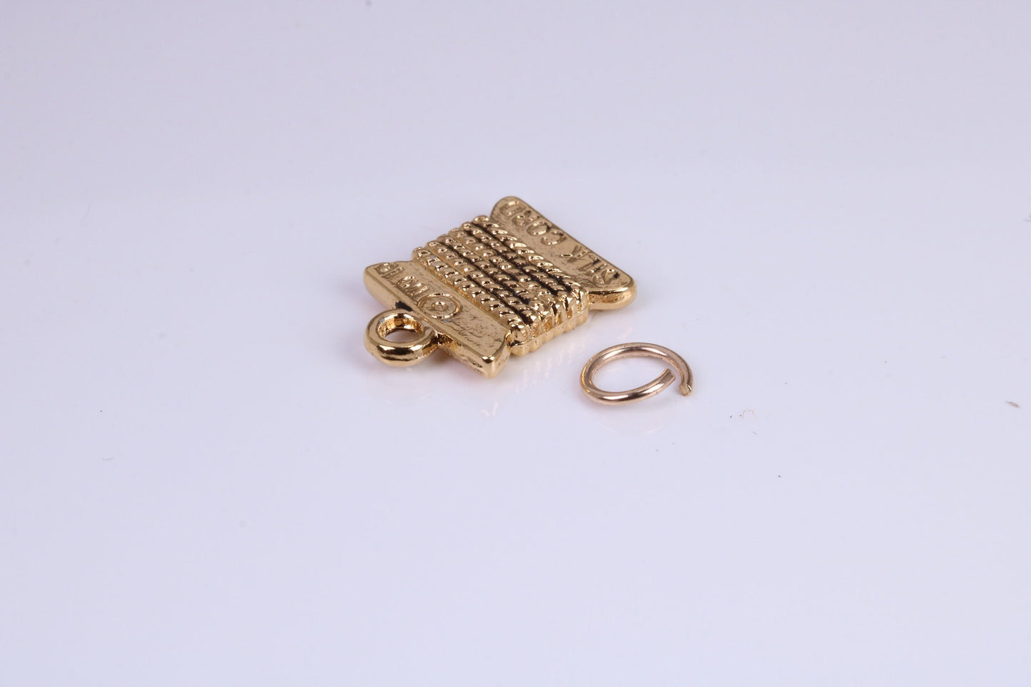 Spindle of Silk Charm, Traditional Charm, Made from Solid Cast Yellow Gold, British Hallmarked