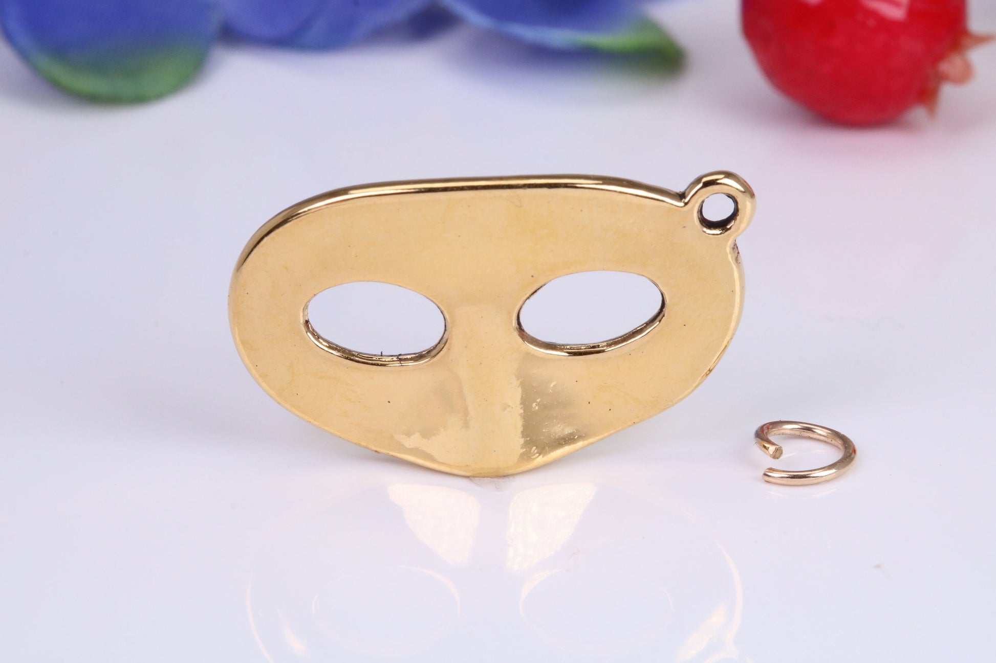 Pantomime Mask Charm, Traditional Charm, Made from Solid Cast Yellow Gold, British Hallmarked