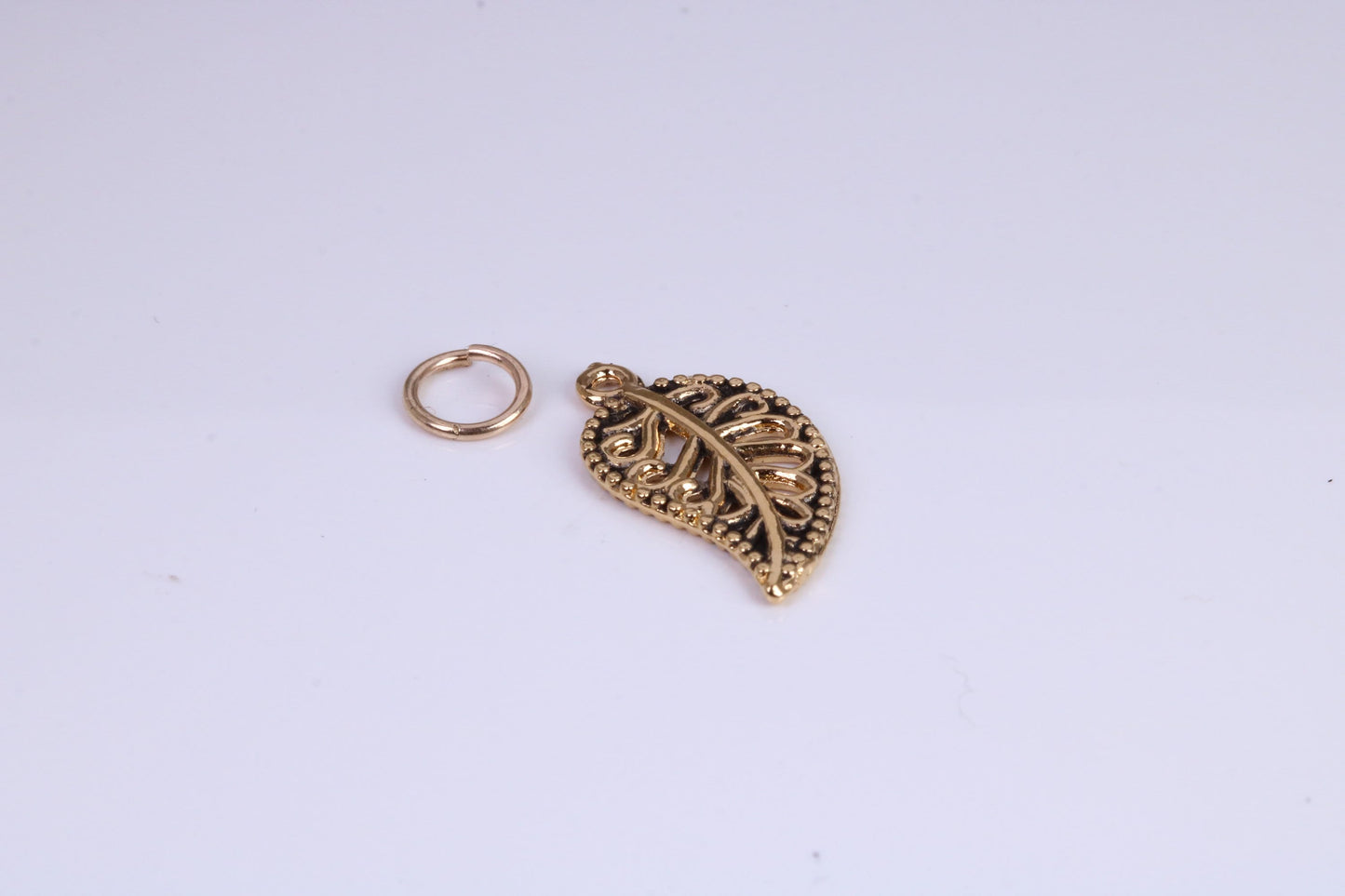 Leaf Charm, Traditional Charm, Made from Solid Cast Yellow Gold, British Hallmarked