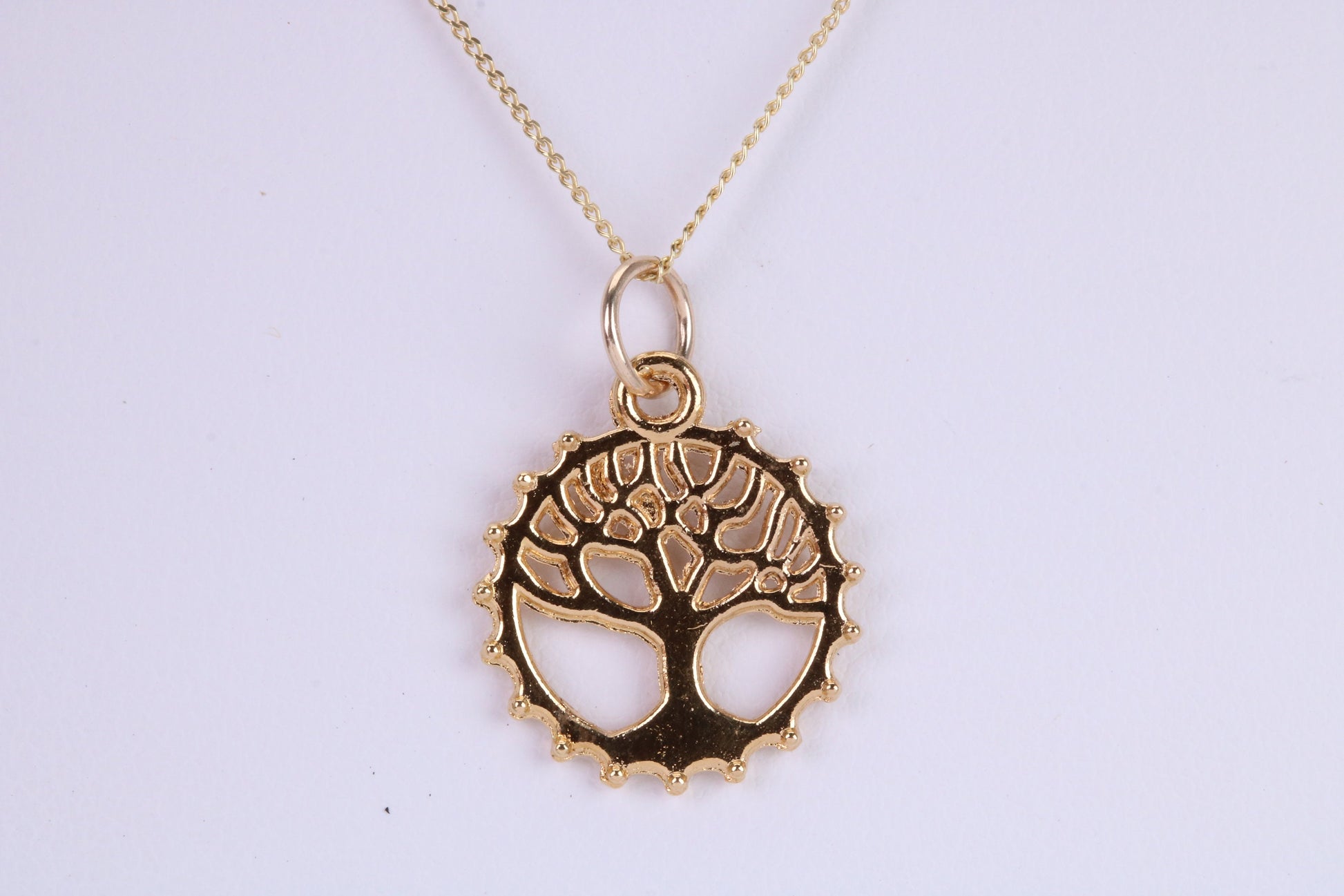 Tree of Life Necklace, Made from Solid Yellow Gold with High Polished Finish, British Hallmarked